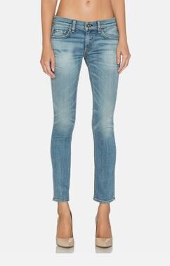 Rag & Bone Tomboy Slim Fit Cropped Jeans West Village Blue Stretch Denim - 25